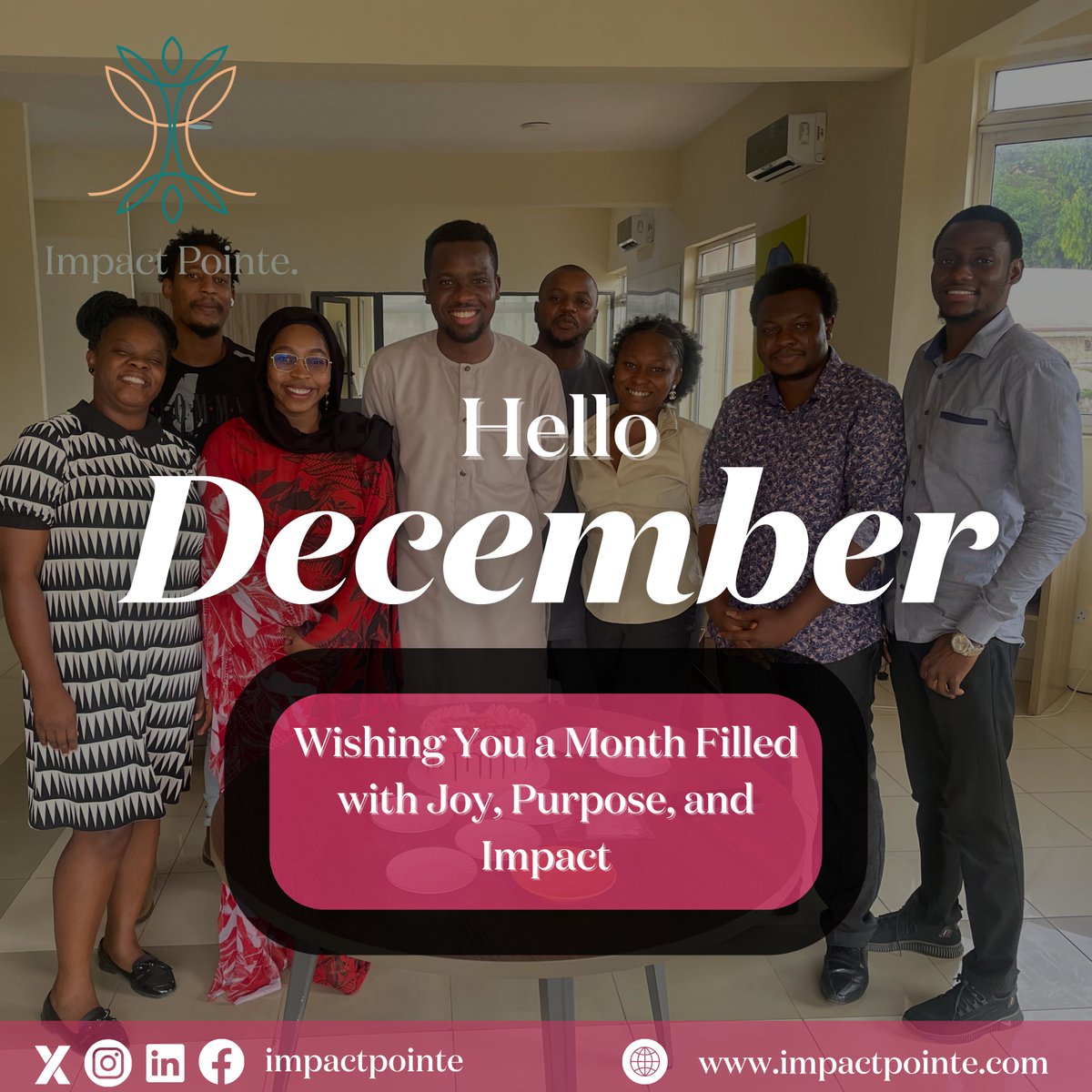 ✨ Embrace the December magic with us at Impact Pointe Consultancy Limited! 🌟 This month, we're crafting a symphony of joy, purpose, and impact. let's make this December a canvas of inspiration! 🎨✨ #ImpactfulDecember #ChangeMakersUnite #JoyfulPurpose