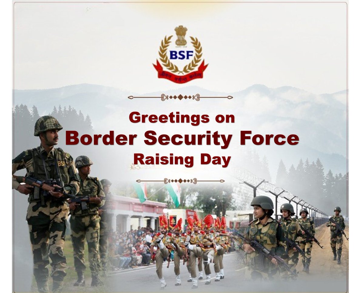 Greetings to all #BorderSecurityForce personnel and their families on #BSFRaisingDay. As a first wall of defence, the force is protecting the country's integrity and sovereignty with exemplary vigour and courage and playing a vital role in times of disaster.- Governor Ravi