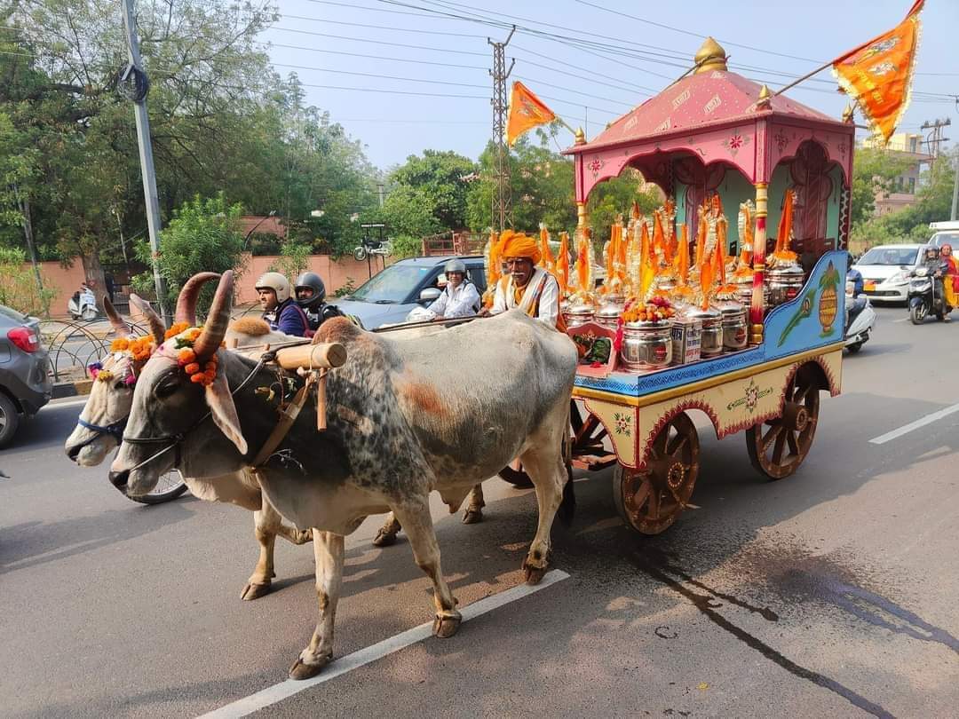 vskmalwa's tweet photo. 9 वर्षों की तपस्या से संचित, 108 कलशों में भरे, देशी गायों के, 600 किग्रा शुद्ध देशी घी से श्रीराम जन्मभूमि मंदिर में अखंड ज्योति जलेगी ।
रामलला की प्रथम आरती और हवन होगा ।
 ये गौ घृत जोधपुर के पास बनाड़  से कार्तिक पूर्णिमा के दिन गत सोमवार को अयोध्या के लिए प्रस्थित हुवा । https://t.co/hbVh5RSQP9