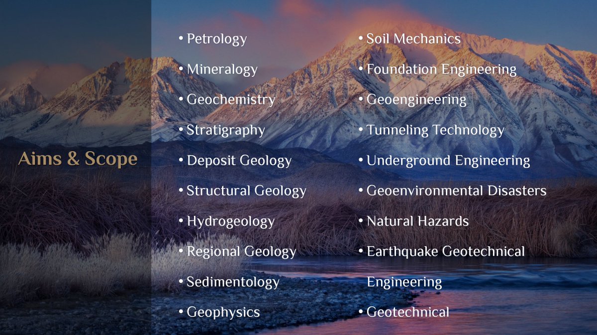 Advances in Geological and Geotechnical Engineering Research
Vol. 6 No. 1
Call for papers
We will provide authors with free publishing services for articles submitted before January 15, 2023.
journals.bilpubgroup.com/index.php/agger