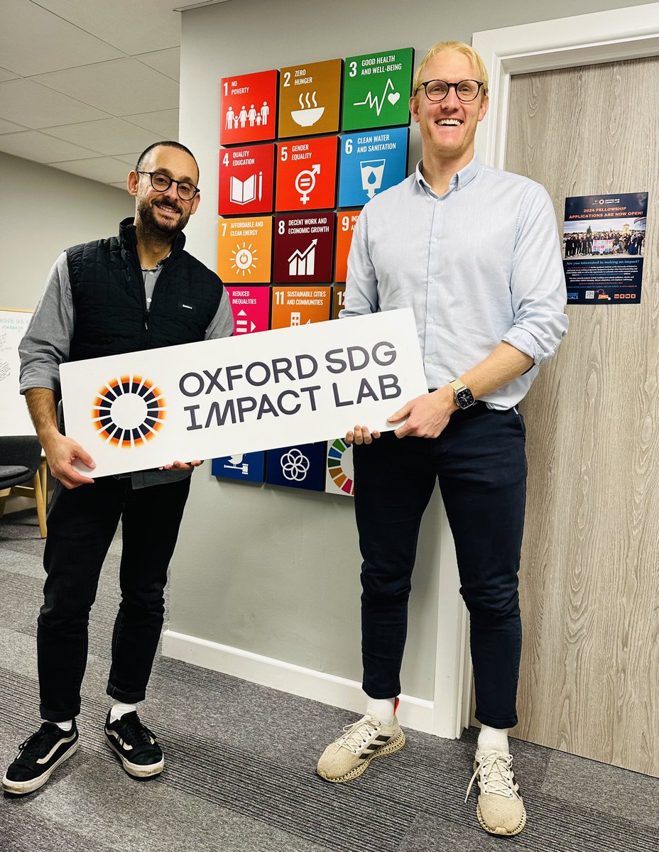 Had the opportunity to visit the @OxfordSDGLab at @UniofOxford on my recent 🇬🇧 tour to learn more about their work & fellowship program, and share about @GoalsDirectory & @2030Cabinet. Their 2024 fellowships (#Oxford students) are now open! Thank you for the overview, Oliver!