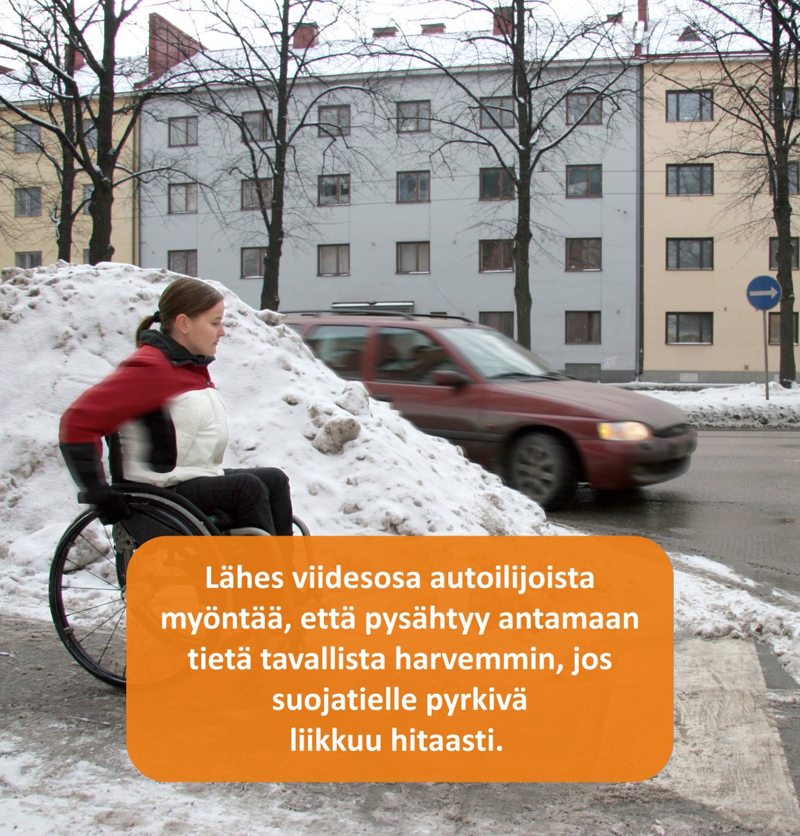 ”Autoilijalle suojatie on aina valpastumisen paikka ja hyvään ennakointiin kuuluu nopeuden sovittaminen tilanteeseen. Kuljettajan on annettava tietä jalankulkijalle, joka on suojatiellä tai valmistautuu menemään sille. Laissa ei ole tähän poikkeuksia”, <a href="/mapakari/">Marja Pakarinen</a>.

#suojatie
