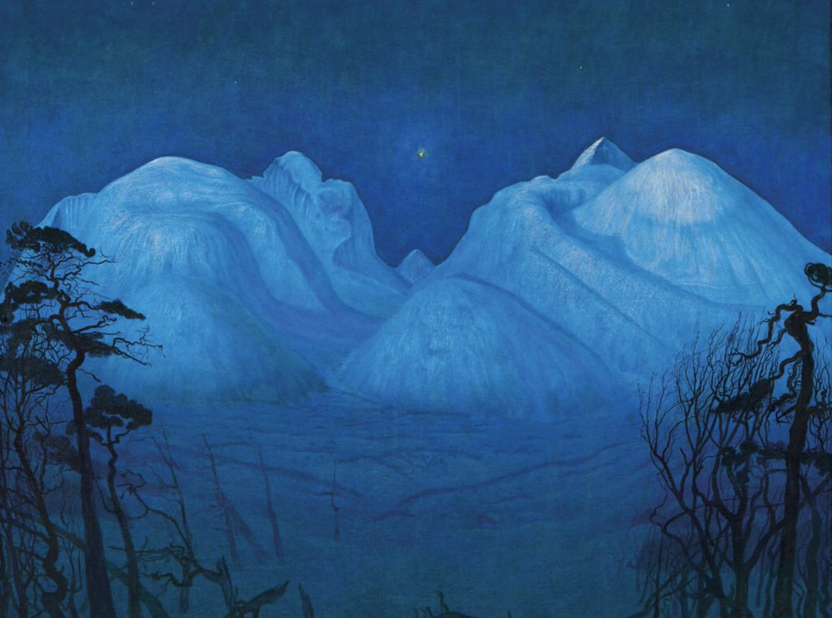 The First Window. Mørketiden, Polar Night, the Dark Times. Somewhere in the far, far North, a high angel, great feathered wings creaking, folding sky-light like wedding linen, initials silk-green &amp; rose looped. On they journey, far, far over the tabored mountain of Rumbbučohkka,