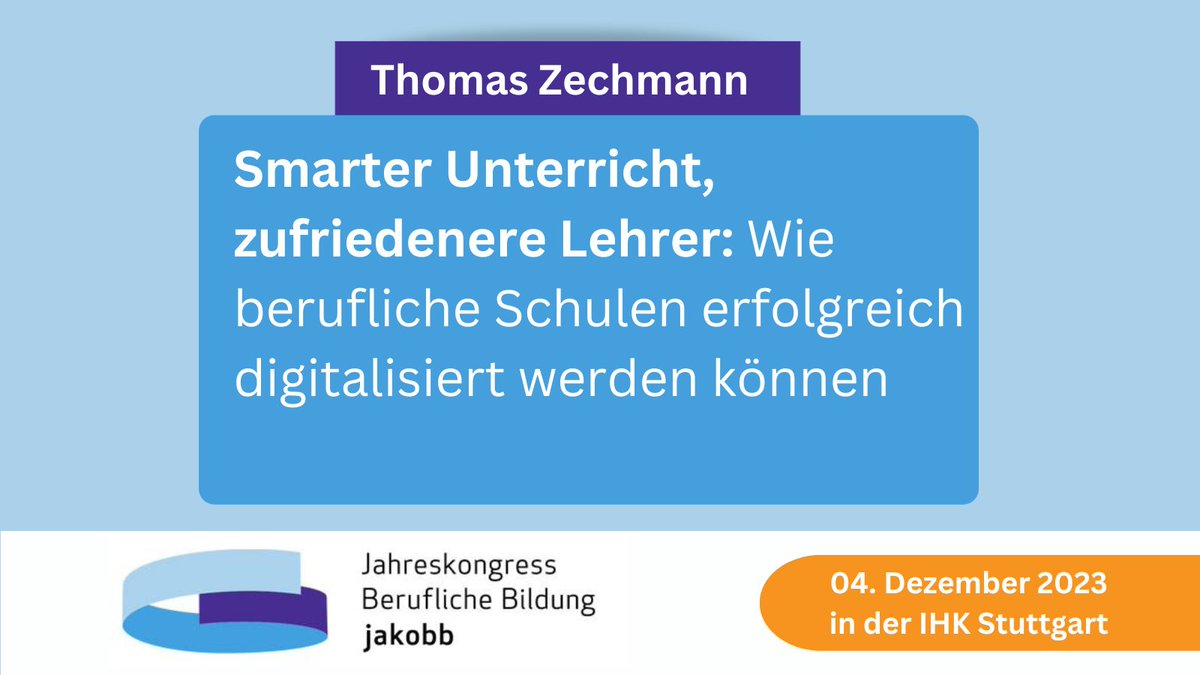 klettmex's tweet photo. 🌐 Thomas Zechmann zeigt in seinem Workshop auf unserem Jahreskongress Berufliche Bildung am 4. Dezember, wie berufliche Schulen erfolgreich digitalisiert werden. Profitiert von seinem Wissen und erfahrt mehr über dieses interessante Thema! https://t.co/JoFFdolaJD