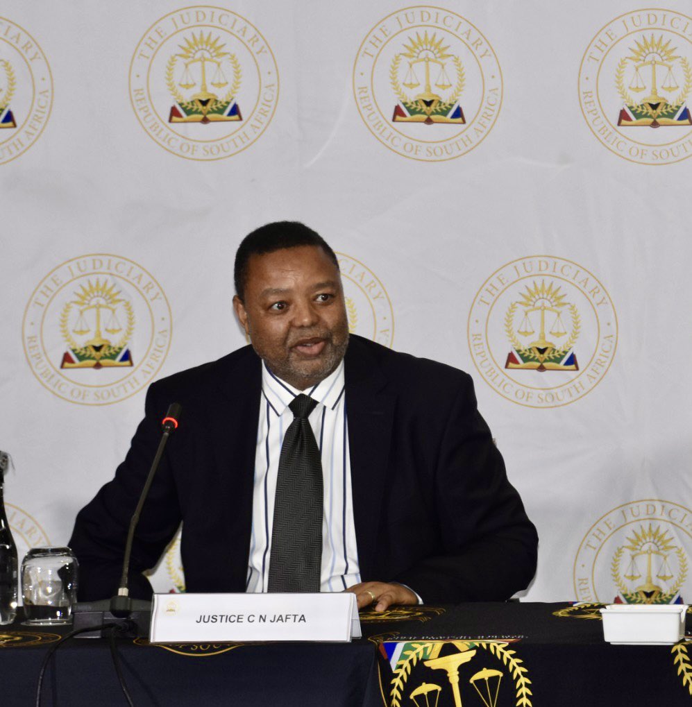 OCJ_RSA's tweet photo. The Judicial Conduct Tribunal into the complaint lodged by the Judge President of Gauteng Division of the High Court against Judge Mngqibida-Thusi is taking place in Johannesburg today. The Tribunal is chaired by the retired Justice of the Constitutional Court, Justice Jafta. https://t.co/WbrDzn1fRp