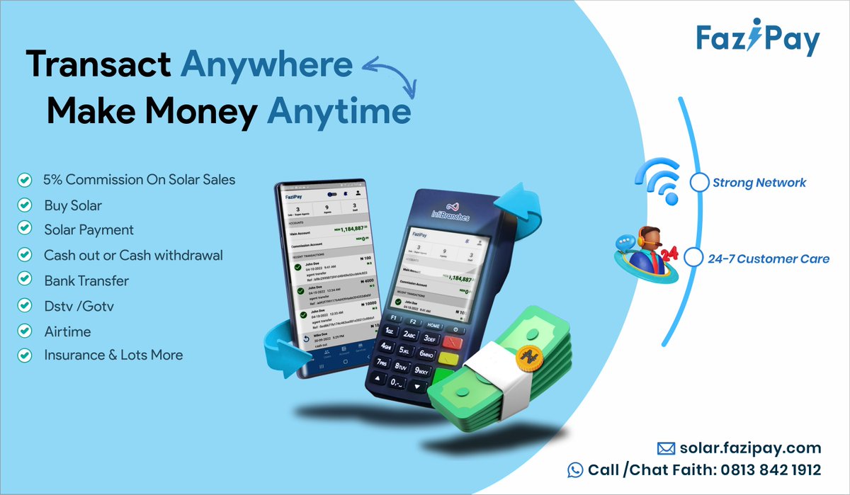 FaziPay's tweet image. Your business, your rules! This weekend, seize the opportunity to transact anywhere and make money anytime with Fazipay POS!  fast, reliable, and a 5% solar bonus. Don’t dull it!

#WeekendFreedom #WeekendProfits