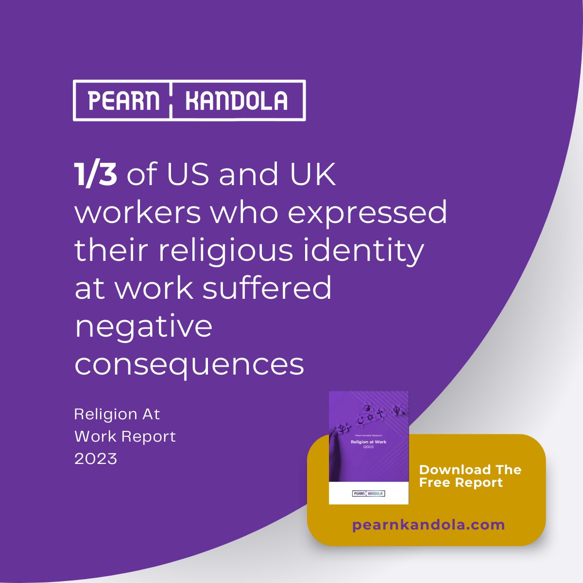 1/3 of UK and US workers who expressed their religious identity at work suffered negative consequences. It’s a worrying statistic, especially given that religion is a protected characteristic under the Equality Act. Get the 2023 Religion At Work Report: eu1.hubs.ly/H06t7c90