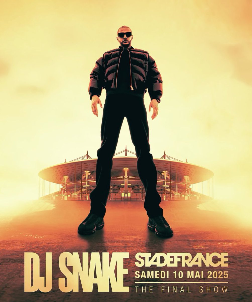 Guettapen's tweet photo. Le visuel officiel du show de @djsnake au Stade de France 🤩

Billetterie : les préventes le 7 décembre et la vente globale le 8 décembre 🙌 https://t.co/3U7zb16hIN