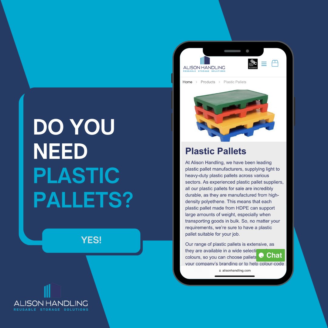 AlisonHandling's tweet photo. Are you in need of high-quality plastic pallets?

Since 1988, Alison Handling has been the leading supplier of light to heavy-duty plastic pallets across various sectors.

Contact us via:
📩 enquiries@alisonhandling.com
📞 01772 687940
💻 https://t.co/EHLStJ5oOw

#PlasticPallets https://t.co/sVt2PC2FXw