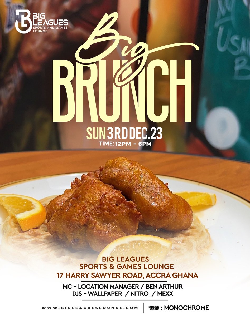 bigleaguesgh's tweet image. Brunch soirée this Sunday 

Free mimosas on the house from 12-2pm 🥂

Let’s begin December in style #bigbrunch #decemberinghana