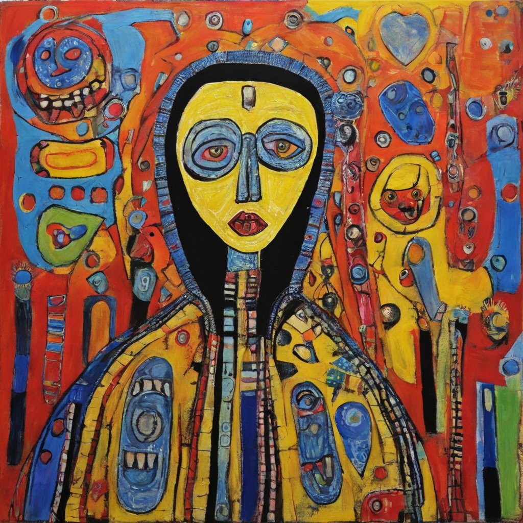 A riveting symphony of shapes and vibrant hues, this work captures the essence of expressionism. Bold and emotive. #ExpressionistArt #ColorExplosion #ArtisticSoul