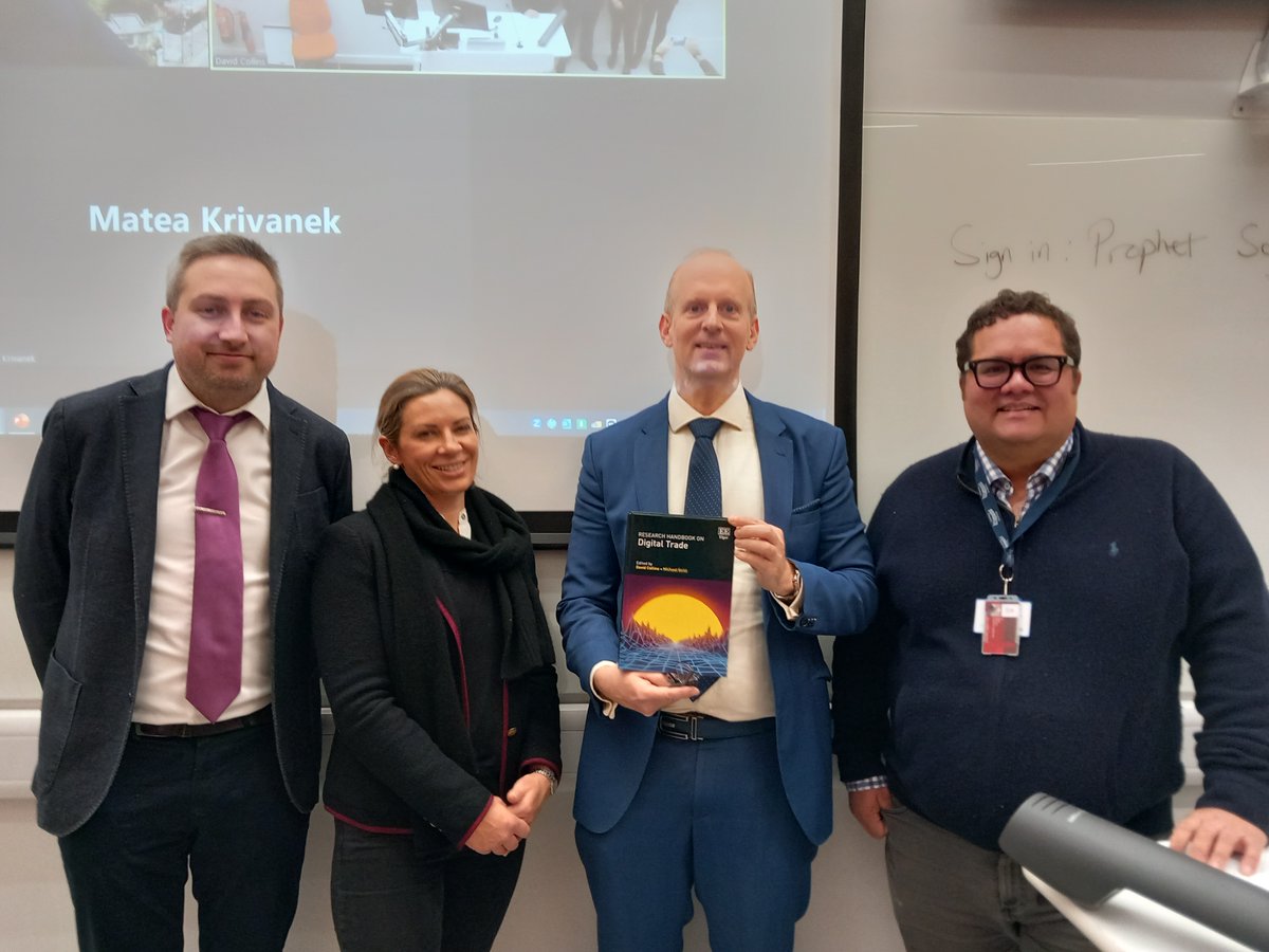 We had a fantastic turn-out to our book launch for the Elgar Research Handbook on Digital Trade @CityUniLondon. Thank you to @mgeist, Rikako Watai, Manuel Quindimil, Maciej Hulicki, @leronglu, Nicolette Butler, Jasem Tarawneh, @faheye, Lijun Zhao and @Dr_MarcMimler. @Elgar_Law