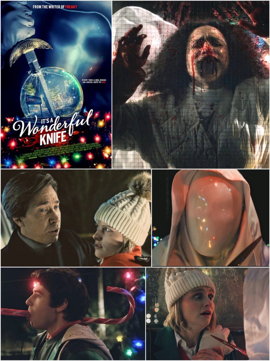 #クリスマス映画
IT'S A WONDERFUL KNIFE

「ザ・スイッチ」の脚本家x
「トラジディ・ガールズ」の監督
マルチバース系ホリデースラッシャー！🗡️🎄

純白天使コスのキラーとインチキ臭い市長役ジャスティン・ロングは最高だけど…
マルチバース設定以上のヒネりがないしキルが超やっつけノーグロで残念