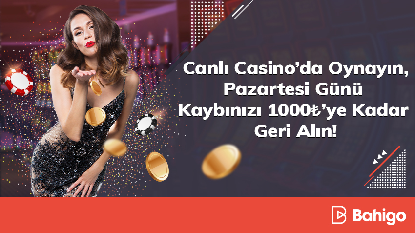 Her hafta cumadan pazara kadar canlı casinoda istediğiniz kadar oynayın, bir sonraki pazartesi kaybınızı 1.000₺'ye kadar geri alın!

#Bahigo