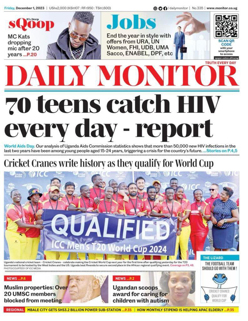 heisjoki's tweet photo. In today’s @DailyMonitor
@MRC_Uganda @USAID @UNAIDS @IAVI @UVRI_IAVI @MinofHealthUG
#HIVFreeUg2030 #HIVTalks https://t.co/vLypsyTgt5