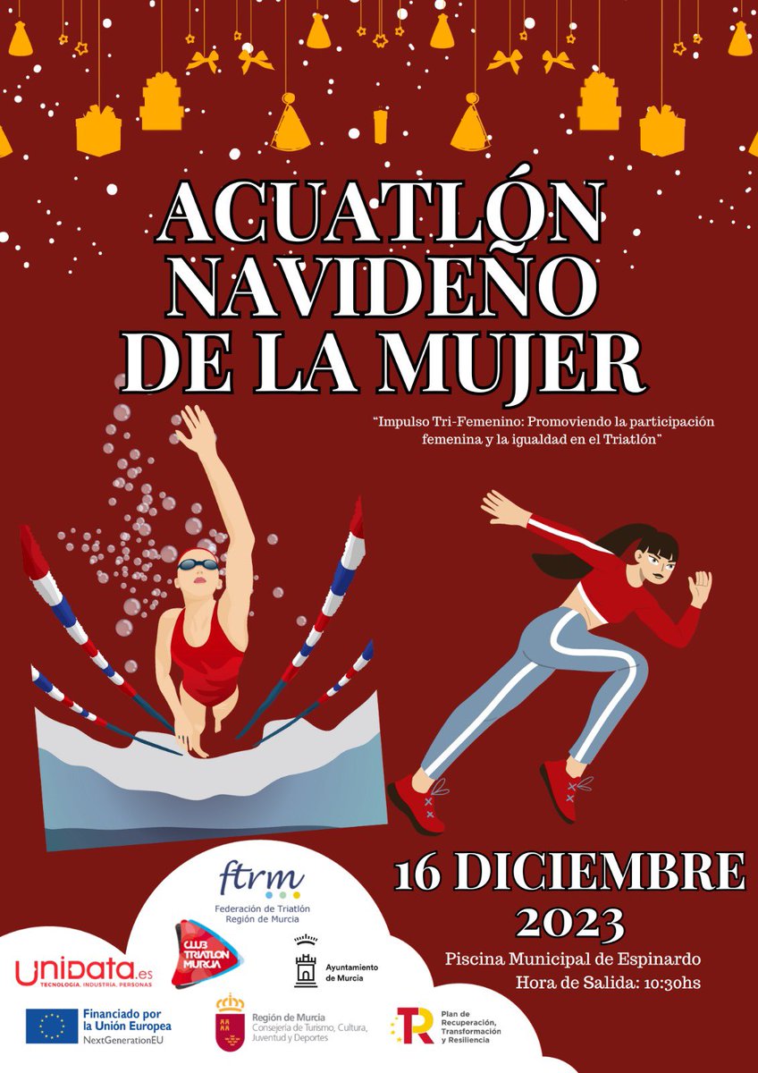 Fed Triatlón Murcia (@trimurcia) on Twitter photo 🏃♀️🏊♀️ Os presentamos el Acuatlón Navideño de la Mujer, una iniciativa de <a href="/TriMurciaClub/">CT Murcia Unidata</a> que cuenta con el apoyo de la FTRM y de <a href="/DeportesMurcia/">Deportes Región de Murcia</a>, para promover la participación femenina en el #triatlón.
👉 Inscripción gratuita: trimurcia.org/acuatlon-murci… 🏃♀️🏊♀️ Os presentamos el Acuatlón Navideño de la Mujer, una iniciativa de <a href="/TriMurciaClub/">CT Murcia Unidata</a> que cuenta con el apoyo de la FTRM y de <a href="/DeportesMurcia/">Deportes Región de Murcia</a>, para promover la participación femenina en el #triatlón.
👉 Inscripción gratuita: trimurcia.org/acuatlon-murci…