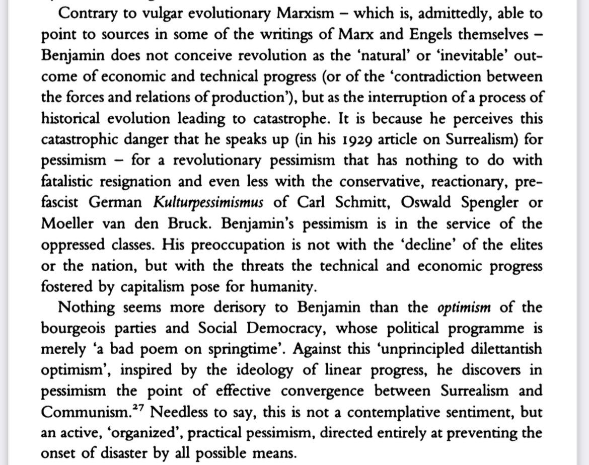 Somehow this has slipped beneath my reading radar up until now… but wow, this is good. I really like how Löwy thematises Benjamin’s pessimism.