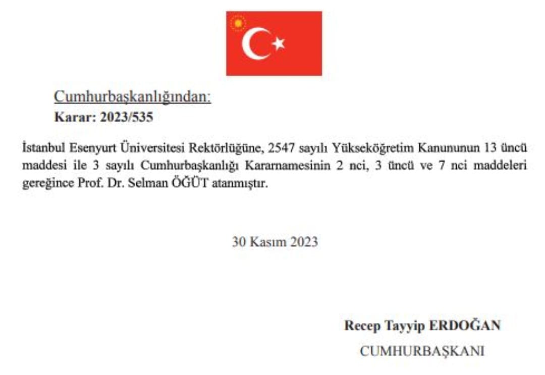 selmanogut's tweet photo. Cumhurbaşkanımız Sayın Recep Tayyip Erdoğan Beyefendinin ve YÖK Başkanımız Prof. Dr. Erol Özvar Hocamızın tensip ve takdiriyle Esenyurt Üniversitesi rektörü olarak atandım.

Tebrik eden bütün kıymetli dostlarıma ve büyüklerime can-ı gönülden teşekkür ederim. Rabbim utandırmasın. https://t.co/choYN3EDl5