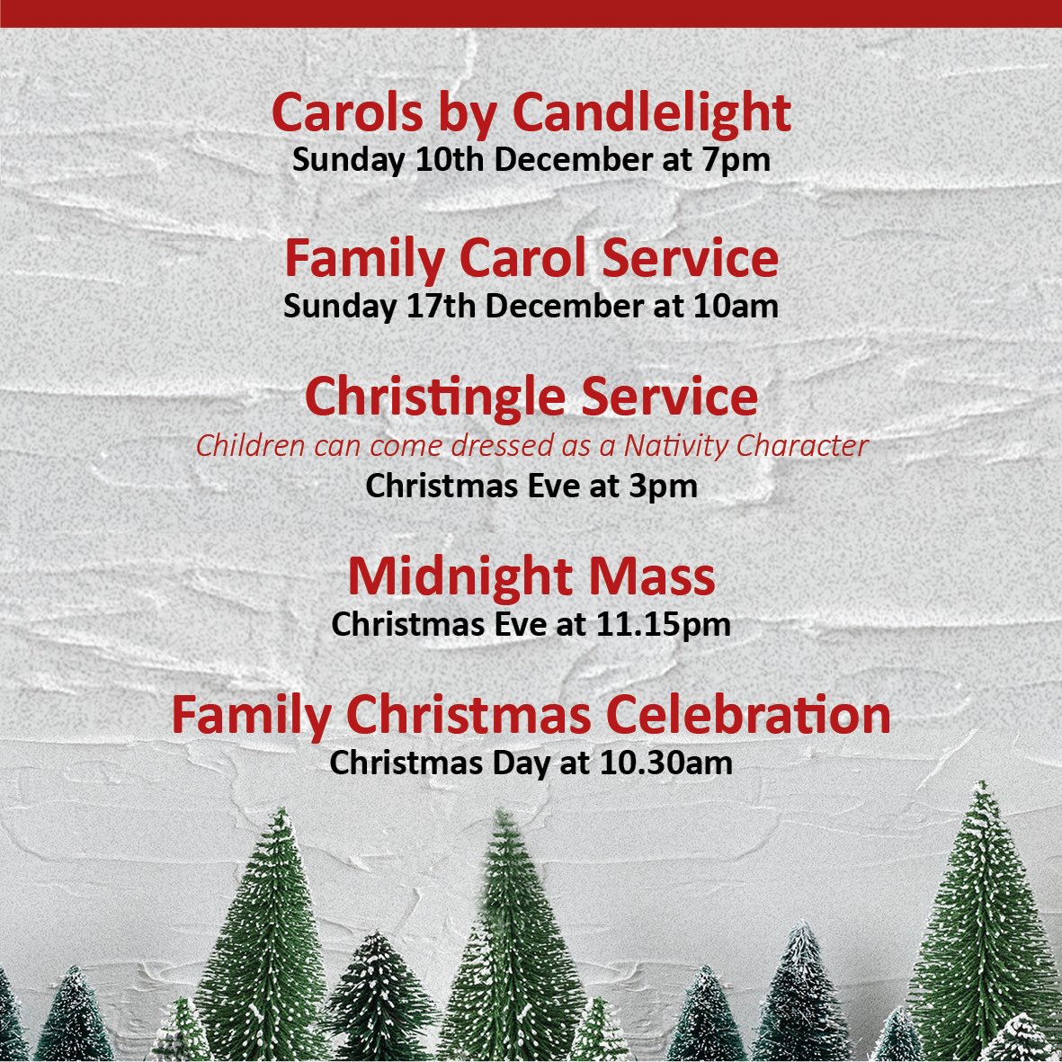 Christmas at St Mary’s… we have something for everyone over the next couple of weeks, starting with our Carols by Candlelight service next Sunday, and a big Family Celebration on Christmas Day 🎄

Come and find out how you can find true Peace, Joy and Love this Christmas time…