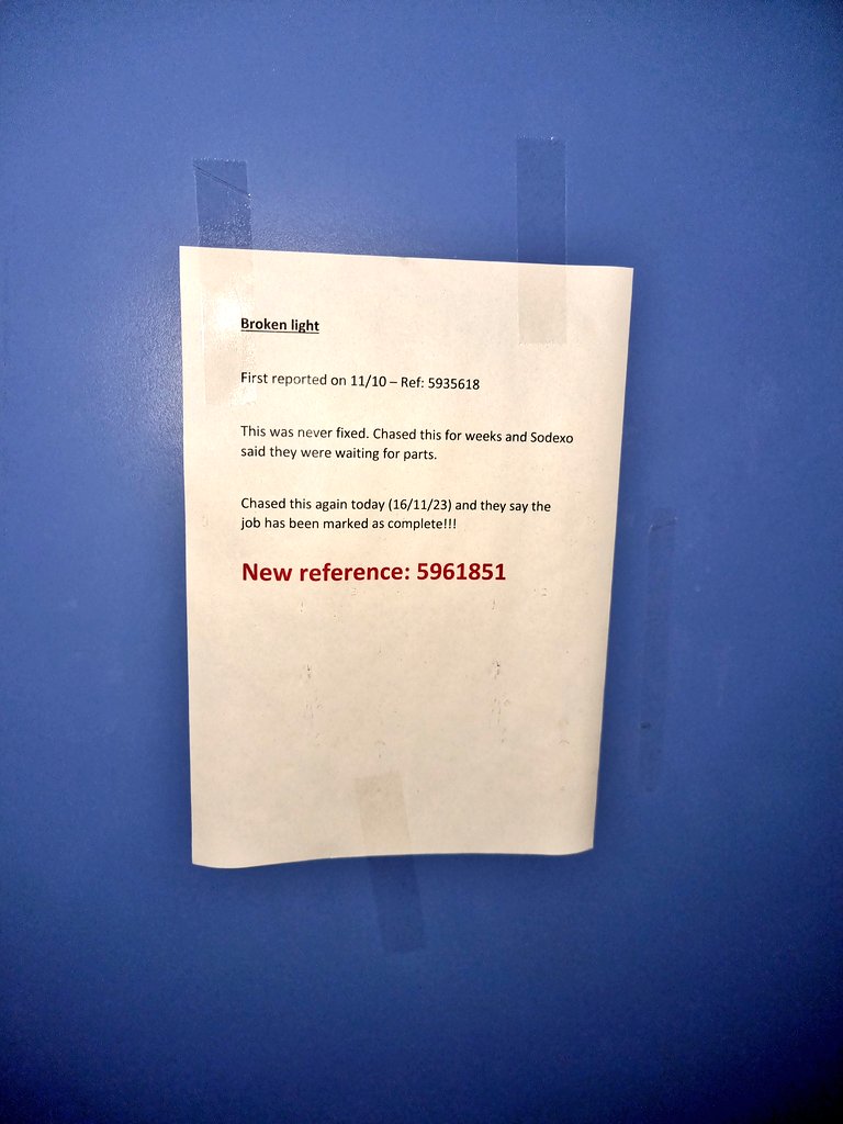 Dear Sodexo, for Christmas could I please have a light bulb in the men's toilet. I've been a good boy, and I'll even fit it myself. Thank you x