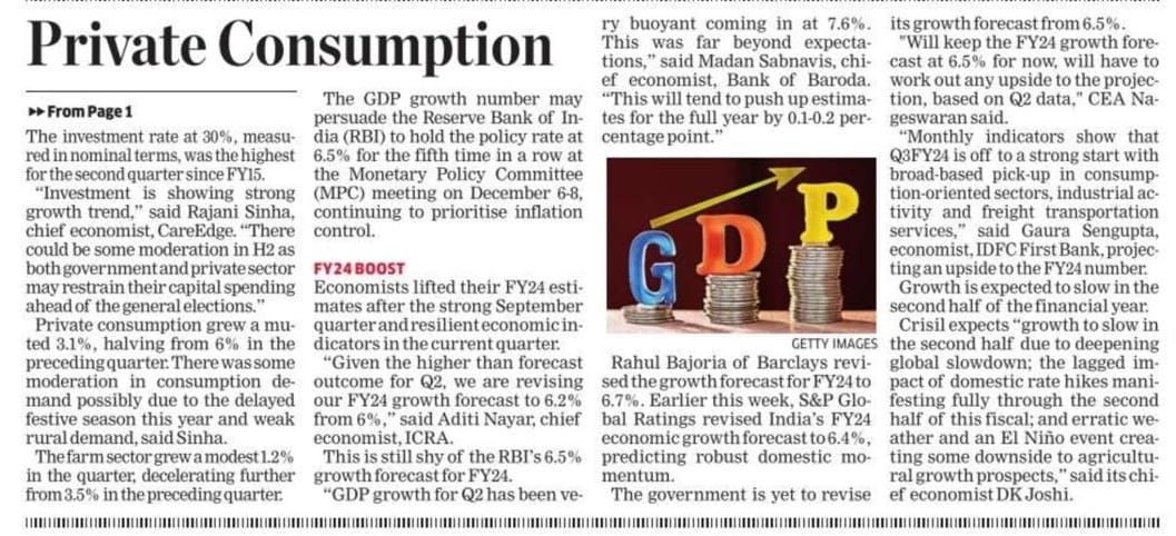 AMinputs's tweet image. Data released by the National Statistical Office shows that Gross Domestic Product rose 7.6% in July-September 2023, higher than 6.2% last year during the second quarter. It is powered by robust growth in manufacturing, construction and mining. Manufacturing, which has a nearly…