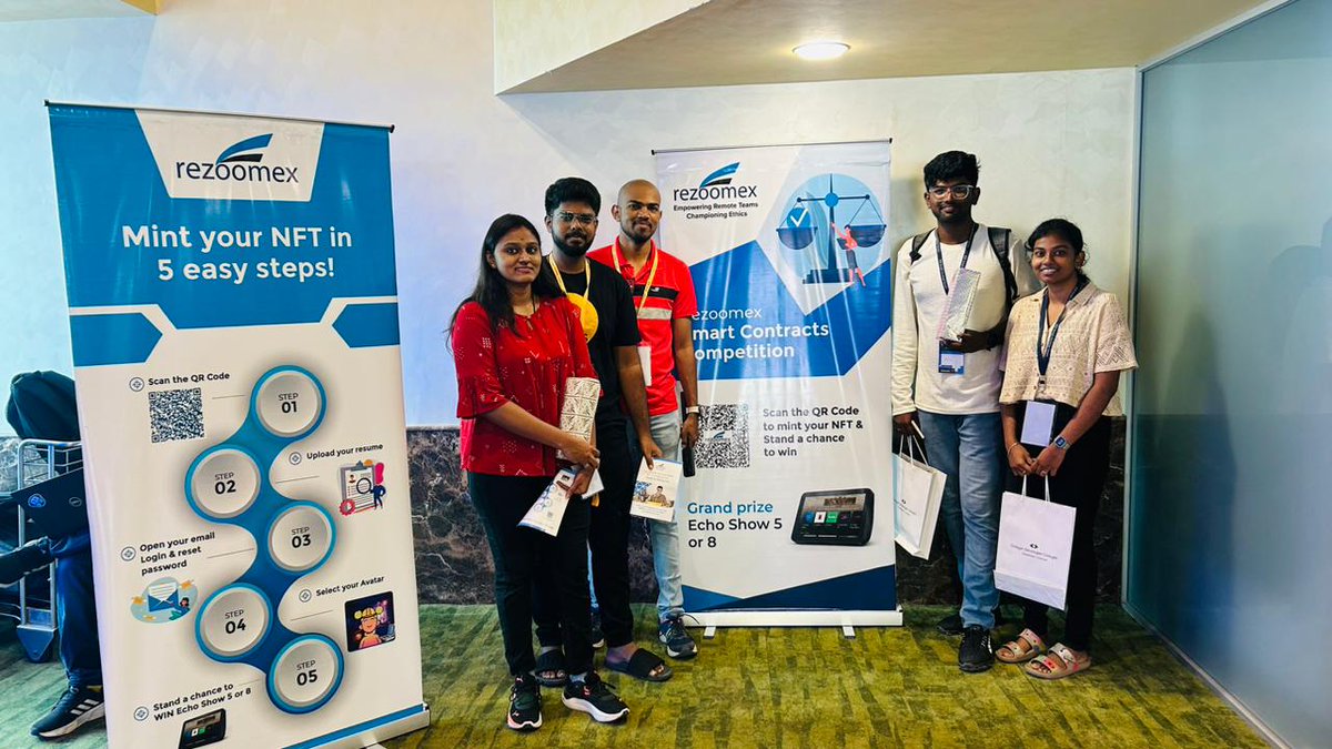 Rezoomex's tweet photo. To all our fantastic attendees at the @GDGChennai. Your incredible interest & engagement with Rezoomex's SmartContracts game filled the event with vibrant energy! Your enthusiasm was infectious & #Rezoomex is sincerely grateful for ur fervent support #GDG2023 #nammaorrudevfest https://t.co/Be06FXkd51