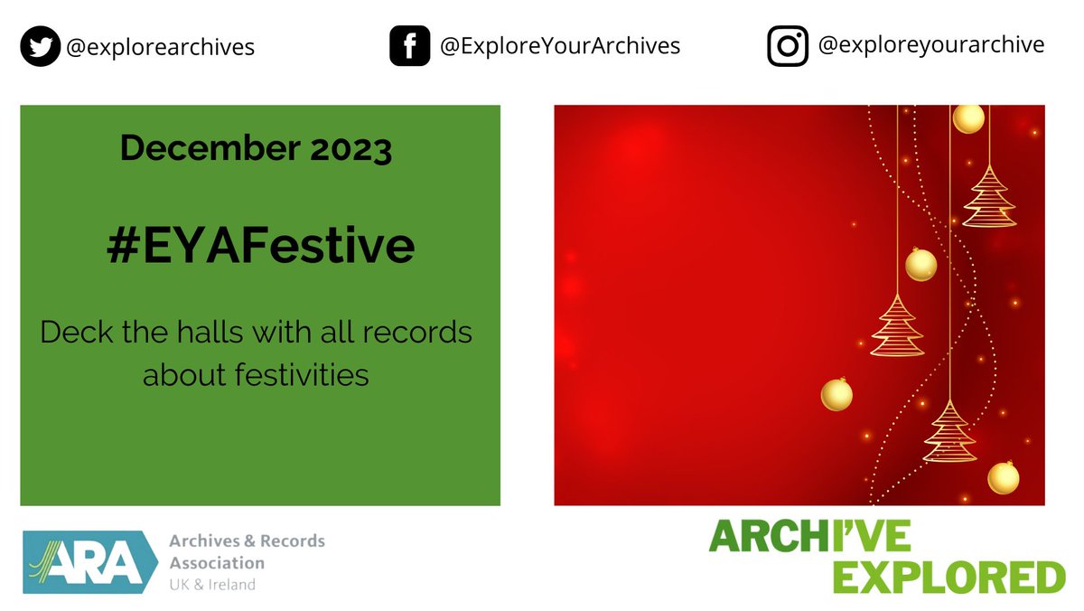It’s December 1st! So time for the last #ExploreYourArchive monthly theme this year – let's get #EYAFestive ! ❄️☃️🎄