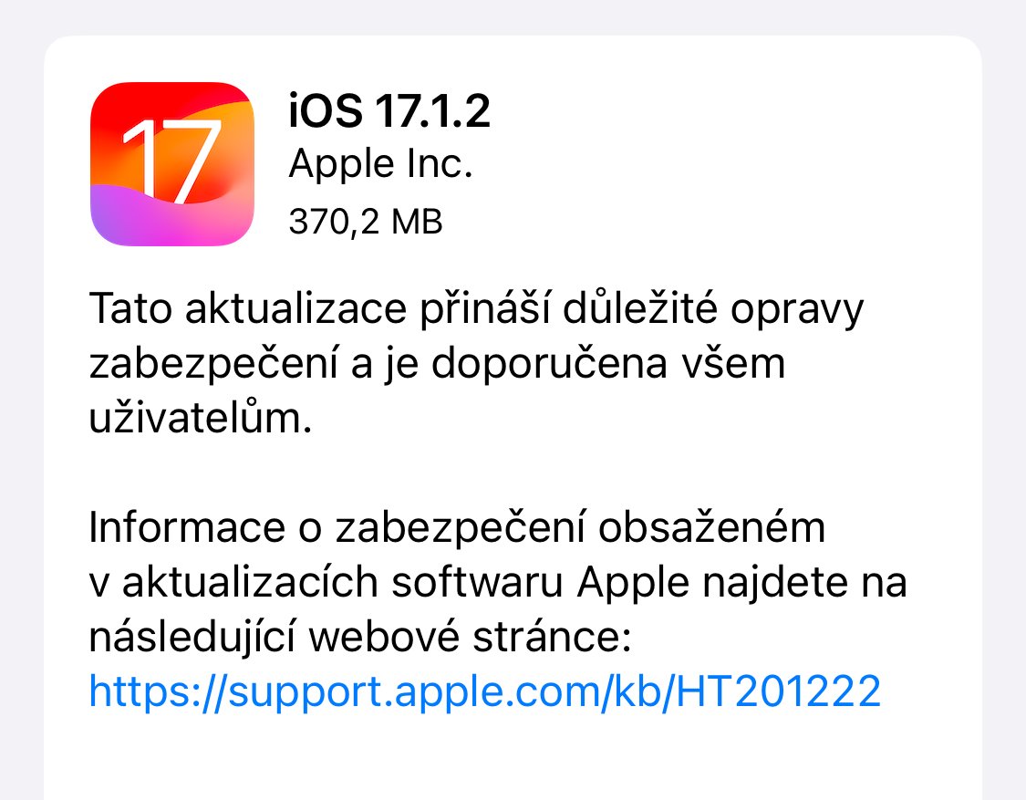 🚨#Apple opravuje dvě aktivně zneužívané zranitelnosti (CVE-2023-42916,CVE-2023-42917) ve WebKitu vydáním oprav iOS/iPadOS 17.1.2 a macOS Sonoma 14.1.2.
⚠️S aktualizací neváhejte!
#ios1712 #vulnerabilityalert #patchnow
