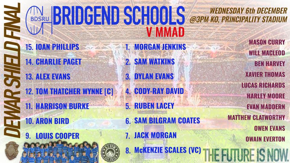 Here it is. The 2023 BDSRU team who will be playing in the final on Wednesday. Thanks to <a href="/K2Gym/">K2gym</a> for sponsoring warm up tops for the final <a href="/MacronCardiff/">Macron Sports Hub Cardiff</a>. Good luck boys.