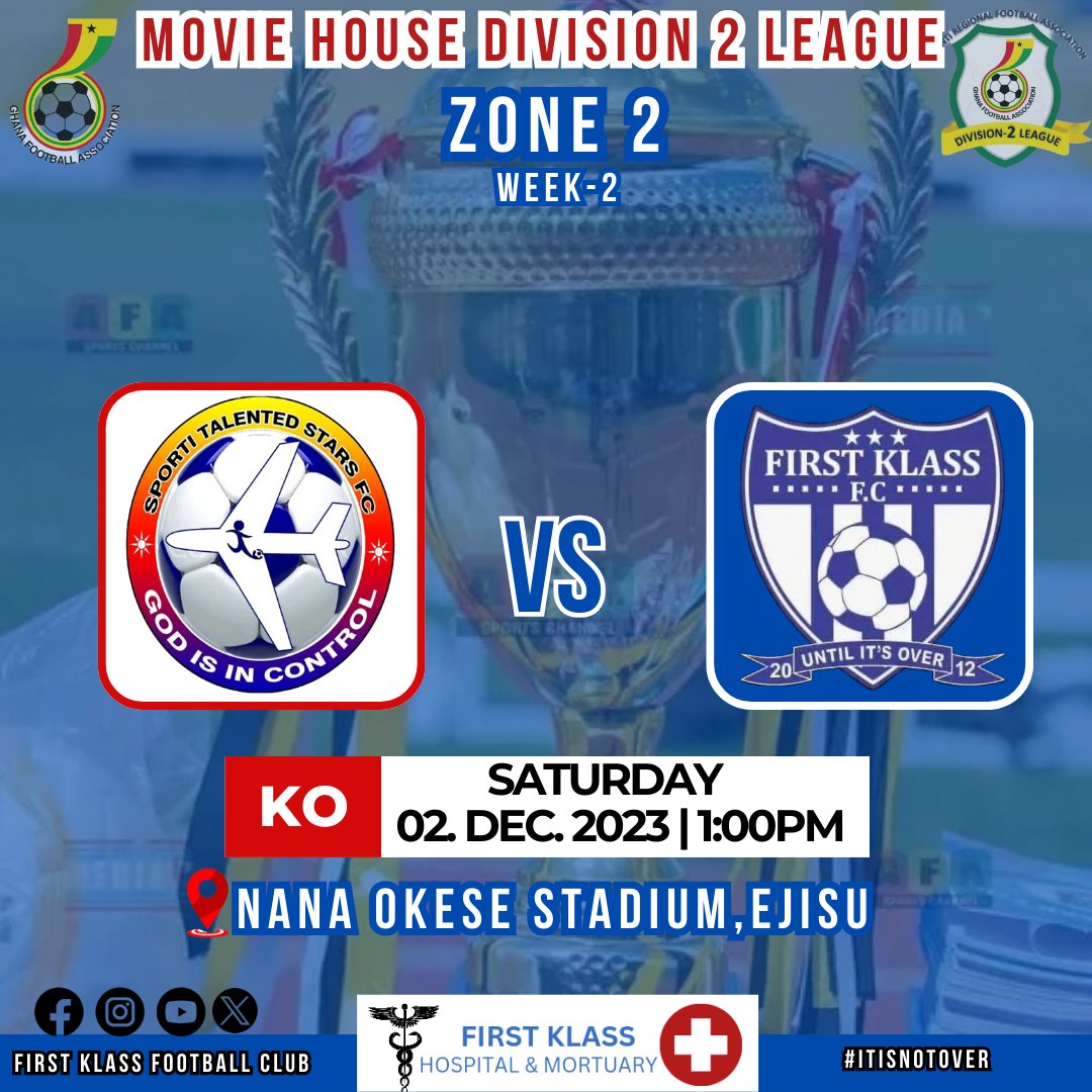 FirstKlassFc's tweet photo. 🔵⚪We're playing against Sporti Talented in our game week 2 #itsnotover  #AshantiRegionalFootballAssociation #GhanaFootballAssociation
#Sports https://t.co/BwszS03t6A