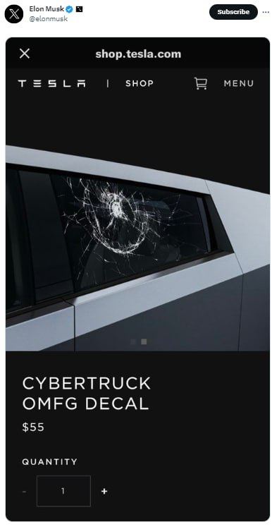 0xTattoo's tweet photo. @realdogen $DECAL NEXT $CYBERTRUCK 

TESLA ANNOUNCHMENT ABOUT OFFICIAL ACCESSORIES CYBER TRUCK OMFG $DECAL

META ELON KING OF MEME 

@decal_erc20 

https://t.co/e5w7i99mKG https://t.co/XbgzBb4O1P