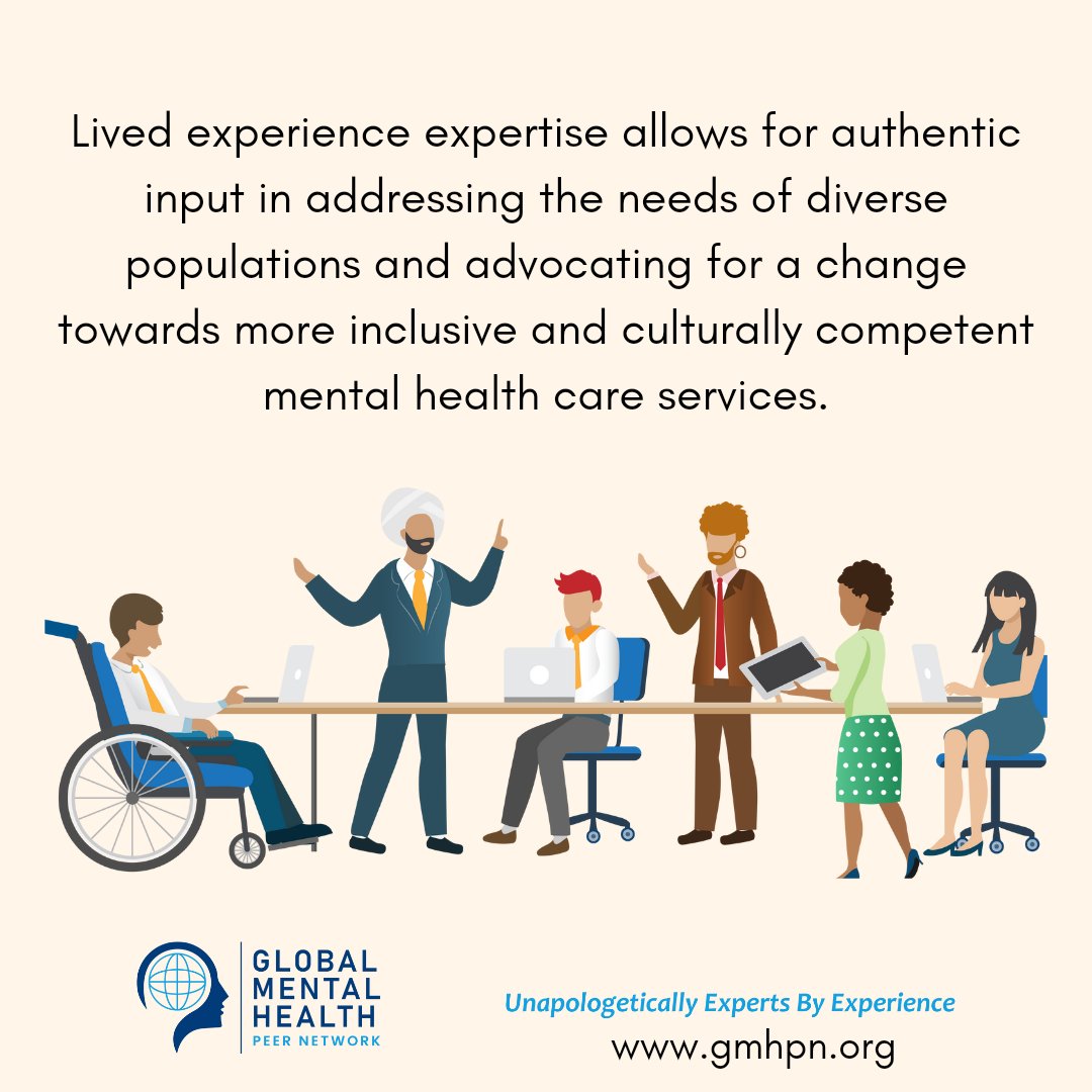 Lived experience expertise allows for authentic input in addressing the needs of diverse populations and advocating for a change towards more inclusive and culturally competent mental health care services. #livedexperience #mentalhealth #gmhpn_speakout