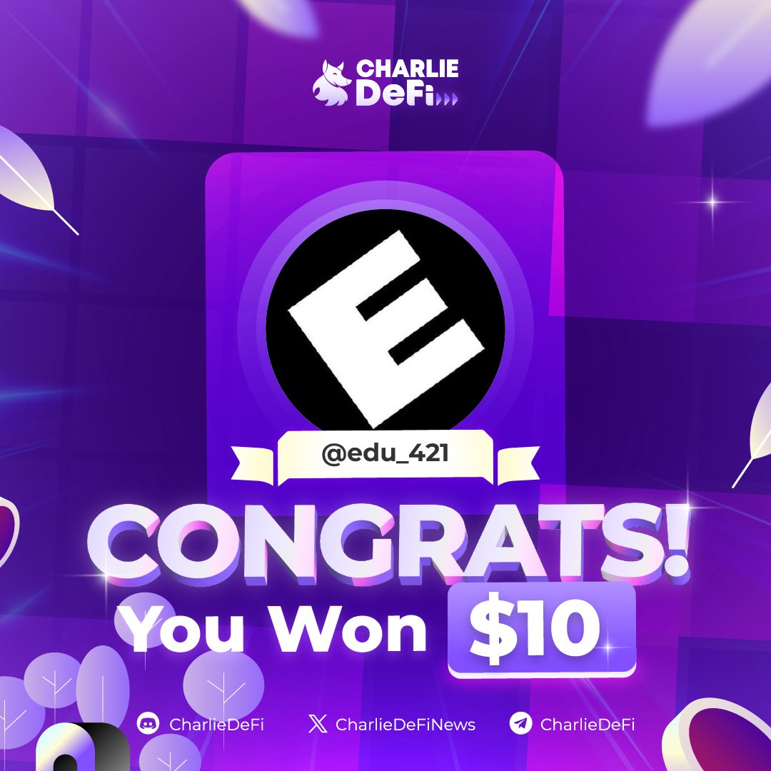 CharlieDeFiNews's tweet photo. ๐ The winner of $10 USDT from #GuessTheAlert! (27.11.2023) is @edu_421
Others who get 1-month free Premium are:
@HimawariKonichi, @RyujinAin, @GiraffeComedy
Proof: https://t.co/njZR8Fju7r
โ
The correct answer is Camelot Exchange (@CamelotDEX)
๐ Congrats to all! Stay tuned for our next #FarmingAlert !
Or join our Premier Alerts to get the latest update first: https://t.co/YJw49yh2qB
And discuss with our expert team: https://t.co/PHsXYyVTUY
#Charliedefinews #Giveaways #USDT