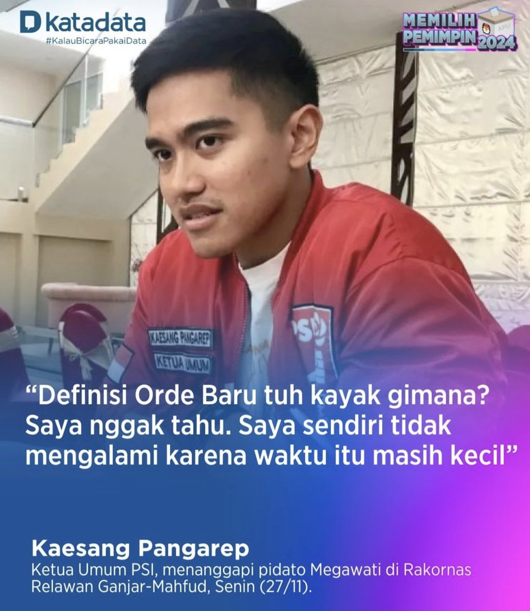 Kalau ketua partai malah nanya "Orde Baru itu apa?", ini menunjukkan si ketum sama sekali belum siap jadi politikus. Politikus itu harus tahu sejarah &amp; politik negerinya. Kalau tdk, gimana bisa mengambil keputusan atau membuat kebijakan yg  tepat? #DemokrasiWaniPiro