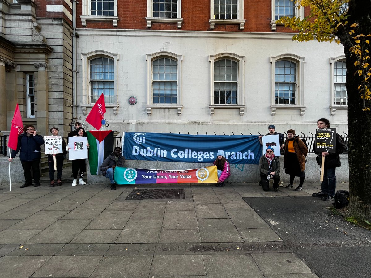 TUI members and students at TUD Bolton St &amp; Grangegorman standing and walking for Palestine this week on UN Palestine Day