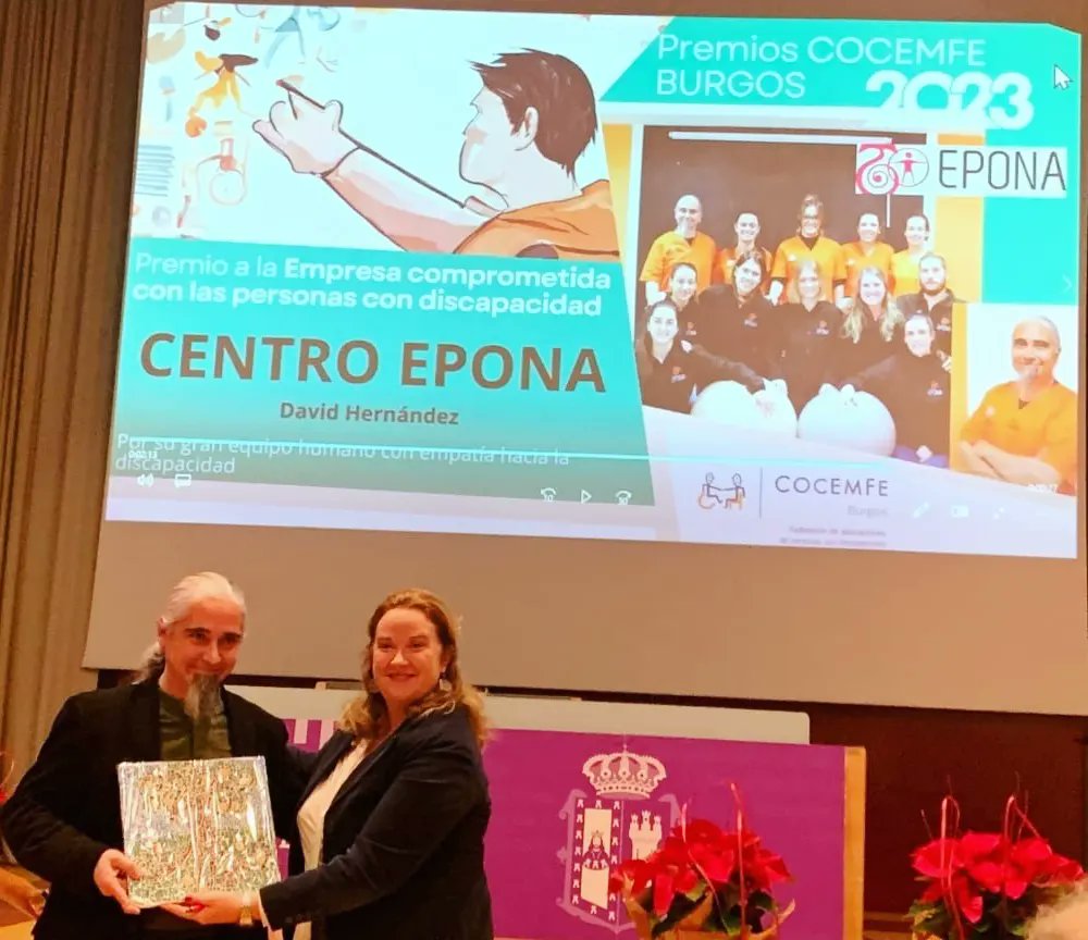 Ayer @cocemfe_burgos
nos concedio "El Premio a la Empresa Comprometida con las Personas con Discapacidad: Centro EPONA" de la mano <a href="/cris/">Cris</a>.ayala_
@aytoburgosoficial
Gracias a   <a href="/CocemfeBurgos/">Cocemfe Burgos</a>
<a href="/parkinsonburgos/">Parkinson Burgos 🚶🏻</a> <a href="/adacebur/">Add</a> <a href="/afaeaburgos/">AFAEA Burgos</a> @cocemfe_burgos <a href="/alcerburgos/">Alcer BURGOS</a> <a href="/afibur/">AFIBUR</a> @hemobur_