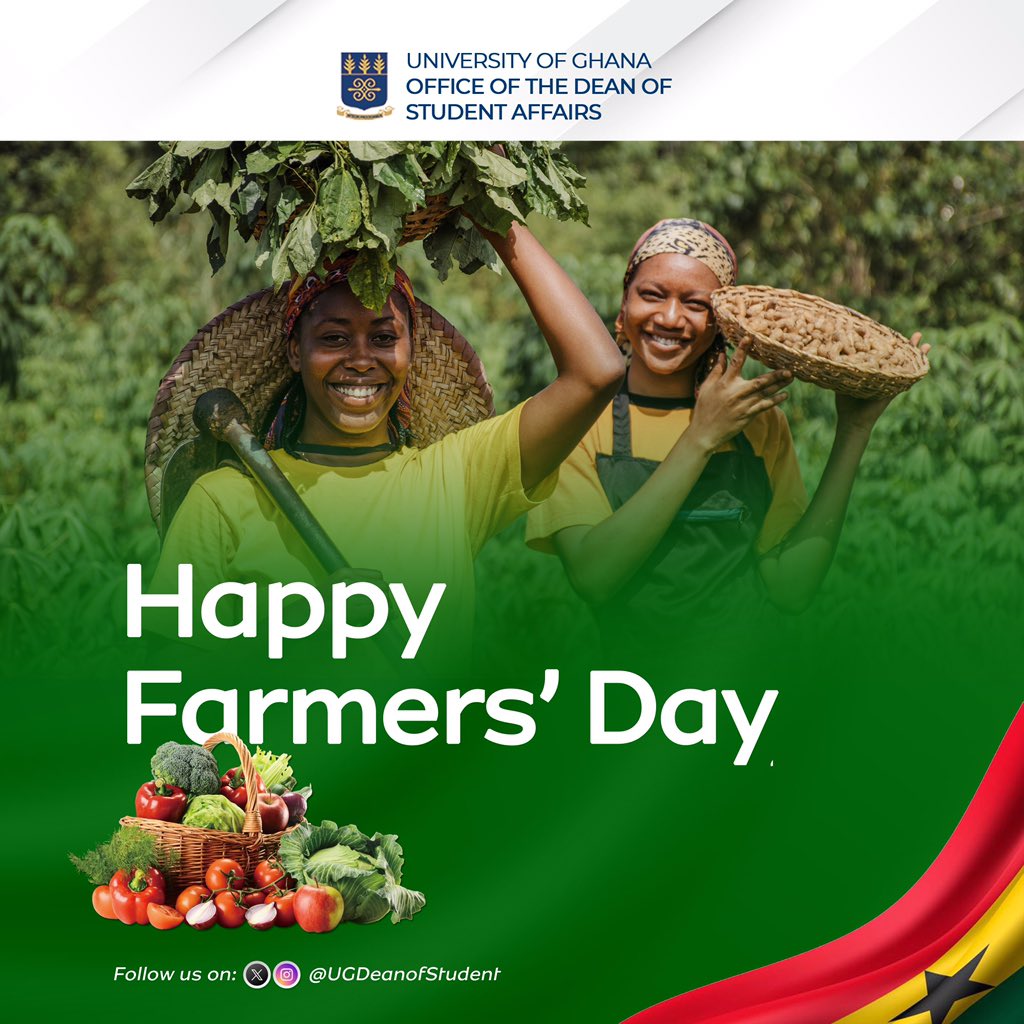 Wishing a Happy #FarmersDay to all farmers in Ghana and around the world. We express deep gratitude to those whose hard work, dedication, and resilience sustain our nation and the global community.

#farmersday2023 #IntegriProcedamus 
#UGIS75
