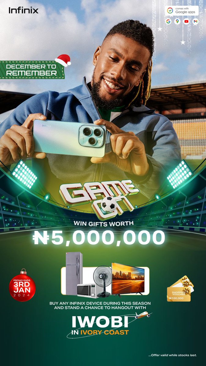 _sammiejozie's tweet photo. Do you know you can win instant surprises like shopping vouchers, recharge cards etc if you Purchase any Infinix smartphone. Start shopping to win guys
#InfinixDecemberPromo https://t.co/vElgMZJosQ