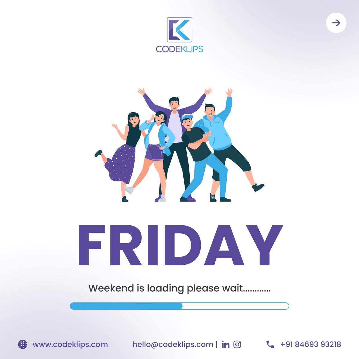 CodeKlips's tweet image. Hello Friday👋
.
.
.
.
#fridaymood #weekendvibes #saturdayworking #happiness #fridayvibes