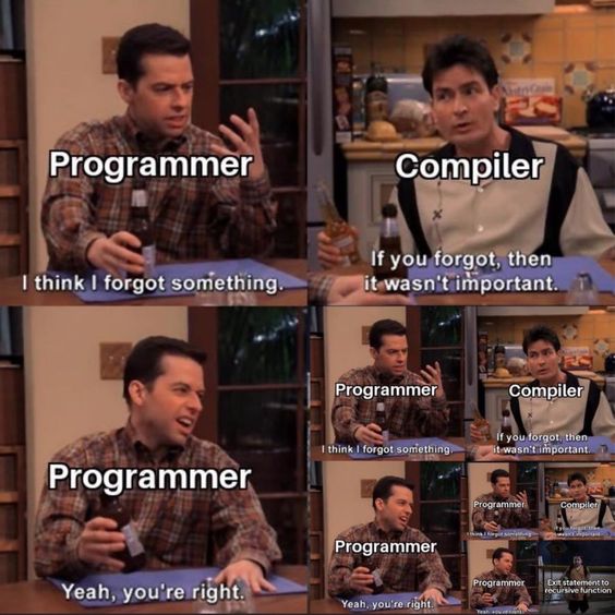 Recursion 😅😂 . . #Recursion in coding and endless possibilities in web development! 😅🚀 Check out the video to explore the #top 5 languages that can turbocharge your projects. youtu.be/qpADG436Rr0?si… Don't miss out, watch now! 👉 #webdevelopment #languages #meme #video