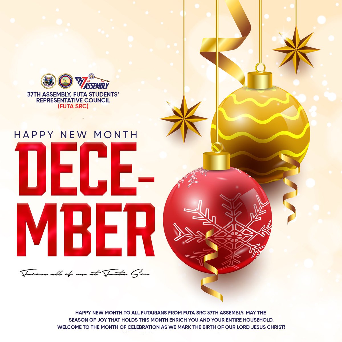 FUTASRC's tweet photo. Embracing the festive spirit and academic excellence as we step into December!
Wishing you all a joyful and successful month ahead from the Students' Representative Council.
#SRC #FUTA #FUTASRC #parliament #Legislators https://t.co/Cv24Kz4KC6