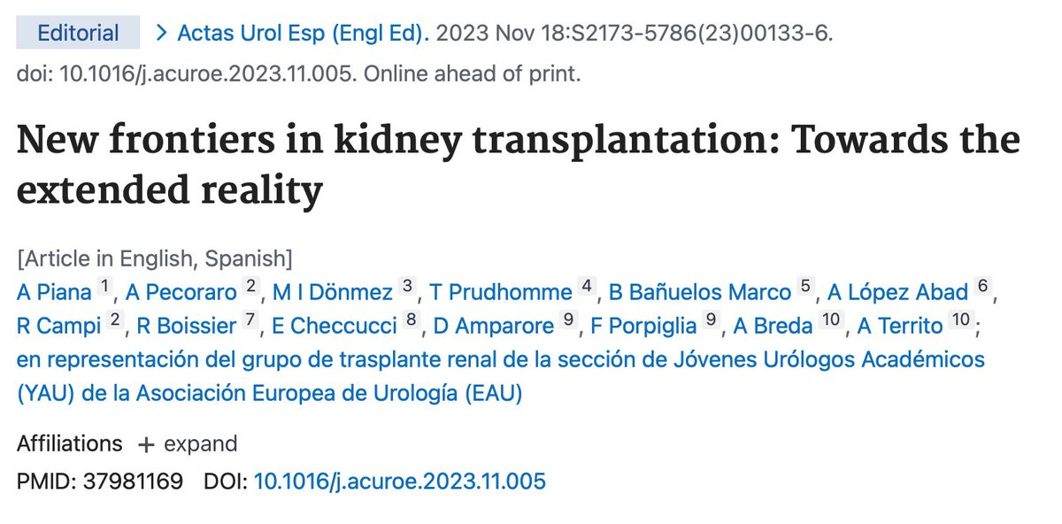 Alberto Piana (@albertopiana2) on Twitter photo Extended reality in kidney transplantation: from virtual reality to metaverse. <a href="/YAU_Transplant/">EAU-YAU-Kidney Transplant Working Group</a> <a href="/AngeloTerrito/">Angelo Territo</a> <a href="/PorpigliaF/">Porpiglia Francesco</a> <a href="/AlbertoBreda1/">Alberto Breda</a> <a href="/danieleamparore/">Daniele Amparore</a> <a href="/EnricoCheccucci/">Enrico Checcucci</a> Extended reality in kidney transplantation: from virtual reality to metaverse. <a href="/YAU_Transplant/">EAU-YAU-Kidney Transplant Working Group</a> <a href="/AngeloTerrito/">Angelo Territo</a> <a href="/PorpigliaF/">Porpiglia Francesco</a> <a href="/AlbertoBreda1/">Alberto Breda</a> <a href="/danieleamparore/">Daniele Amparore</a> <a href="/EnricoCheccucci/">Enrico Checcucci</a>
