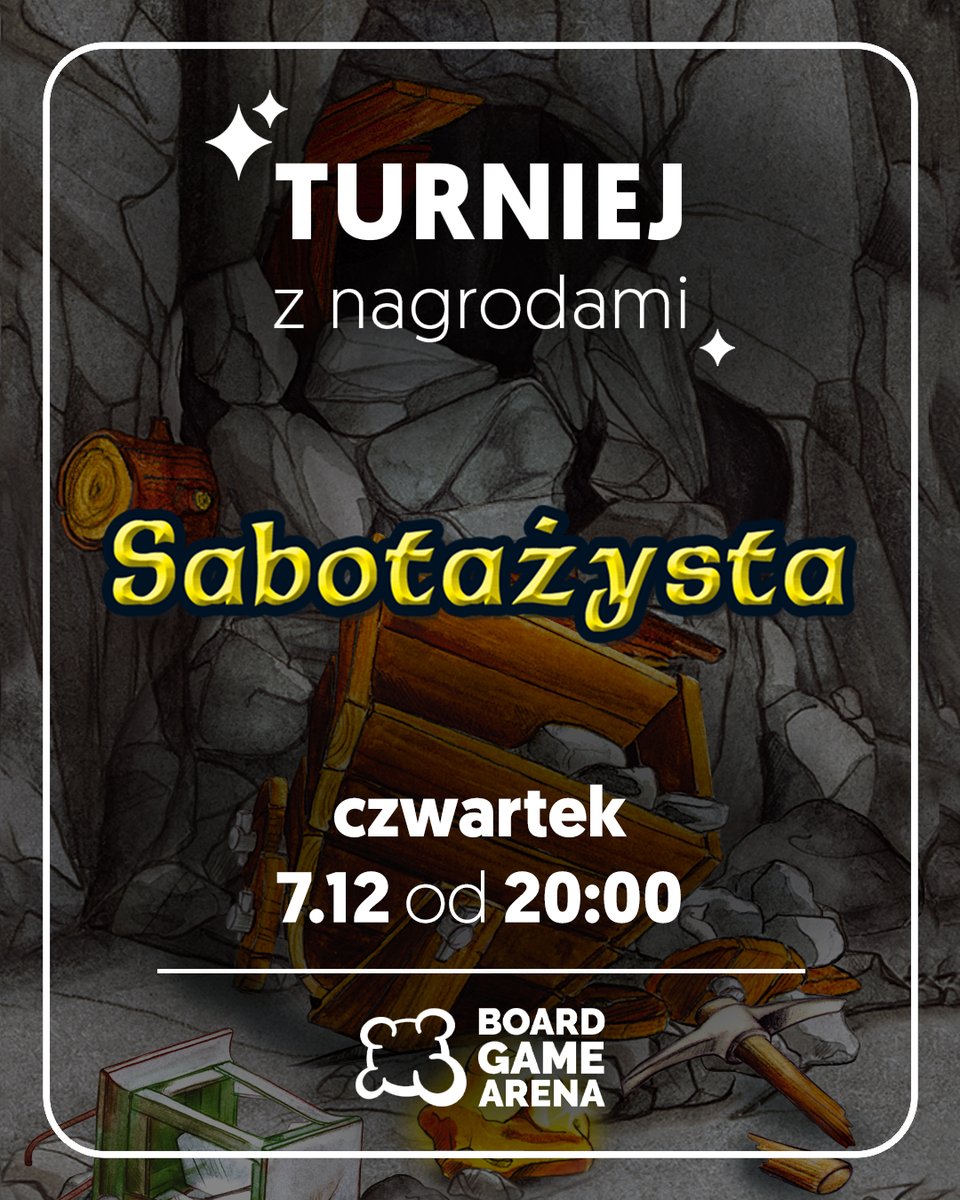 Turniej w Sabotażystę na Boardgamearena czwartek 7.12 od 20:00 go.rebel.pl/potyczkisabota… Jak się zapisać? Piszemy w Planszowej Rebelii: facebook.com/groups/planszo…