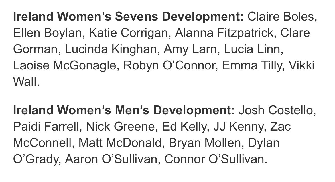 Former Meath star Vikki Wall is in line to make her first Ireland 7s appearance with the Development side in Dubai.

Munster’s Josh Costello a notable addition to the men’s section