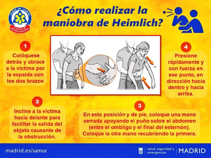 policia's tweet photo. Ésta maniobra salva vidas y echándole un ojo 👀 puedes ser tú 🫵el que te conviertas en el #ángel de la guarda de una persona que sufra un #atragantamiento

Maniobra de #Heimlich https://t.co/CdyUgBoXwm