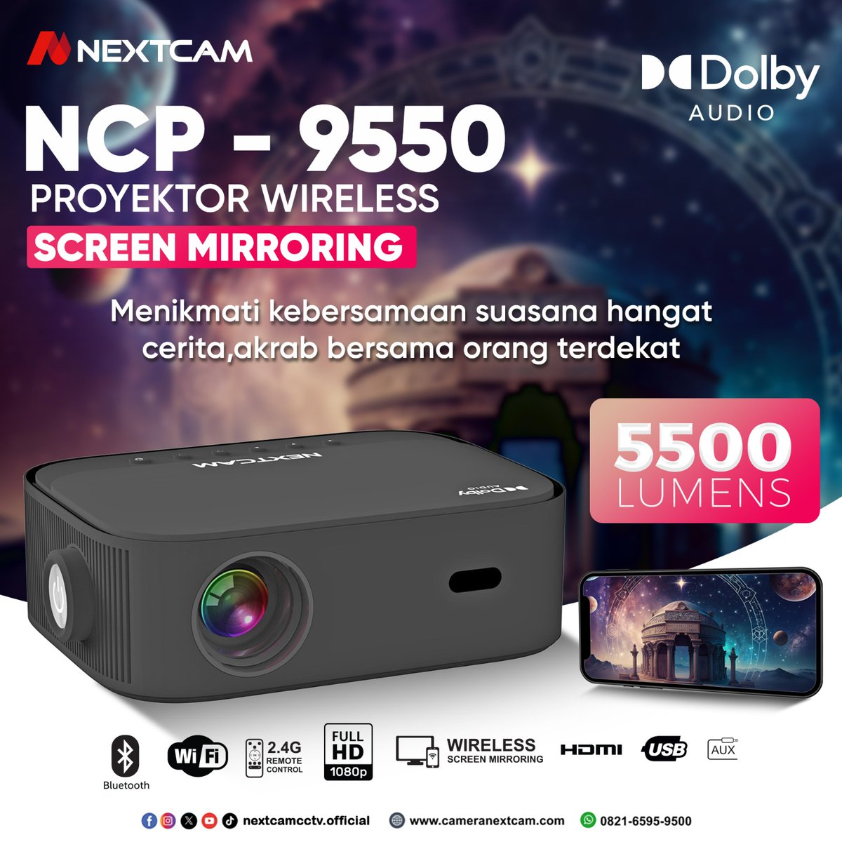 Nextcamcctv's tweet image. Siapa disini yang baru tau kalau proyektor bisa dijadikan untuk main game?👆🏻🫣

Yapss bener gais, Proyektor NCP 9550 Android Nextcam ini sudah bisa main game ya #sobatnextcam , karena sudah memiliki Android 9.0 sehingga proyektor ini bisa multifungsi.
#nextcam #projektor