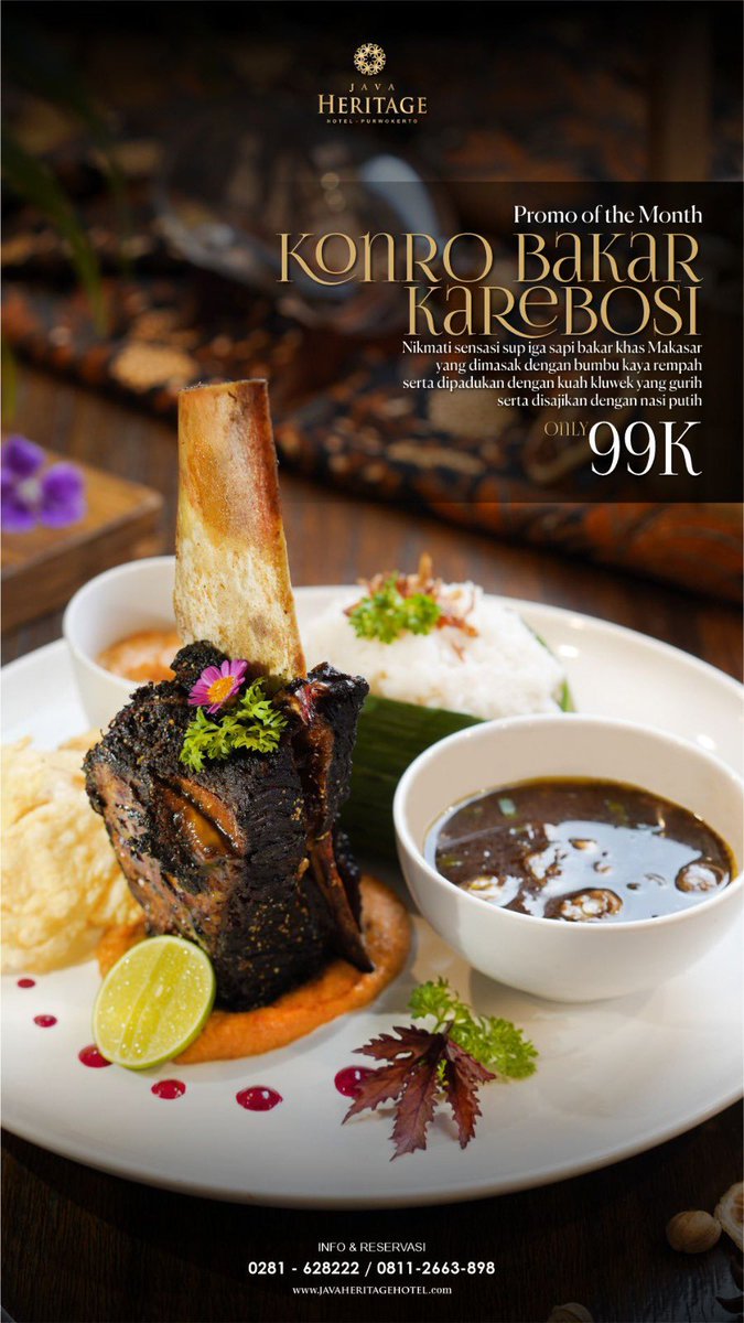 JavaHeritagePWT's tweet photo. Momen penghujung tahun yang penuh kemeriahan ini, Java Heritage meluncurkan fodd promo Konro Bakar Karebosi (99K) dan Glutinouss Chicken Dumpling (25K). Sangat cocok untuk menu kuliner di akhir tahun🔥😍 https://t.co/Z9Qyr8mZE9