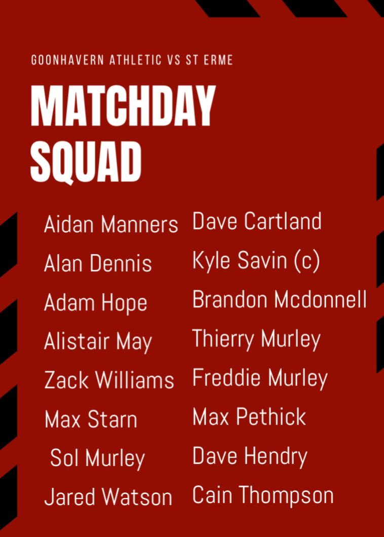 Squad To Fave Goonhavern Athletic Tommorow ⚽️