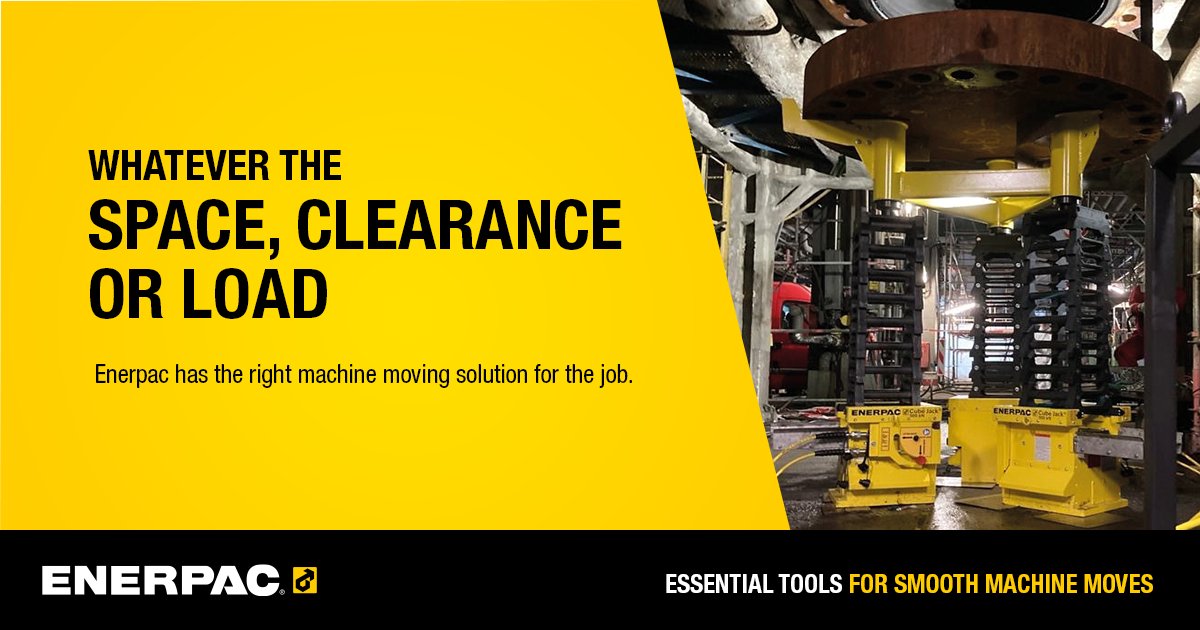 enerpac's tweet photo. No matter how tight the space, how little the clearance or how heavy the load is, Enerpac has the right machine moving solution for the job.

Choose Enerpac essential tools for smooth machine moves. https://t.co/9BksdskZ4e

#Enerpac #MachineMovers #HeavyLifting #FactoryRelocation https://t.co/G4q0bvjHtG