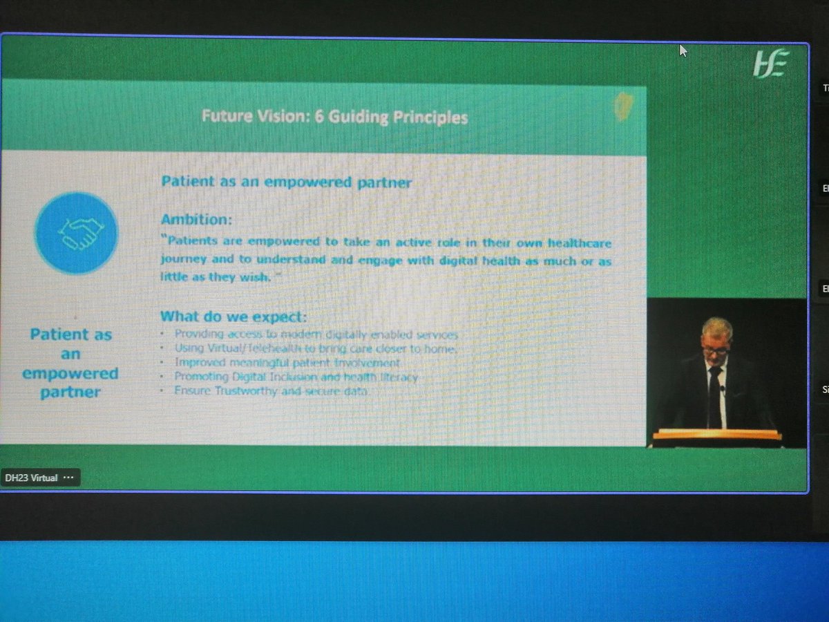 Very interesting listening to Derek Tierney @roinnslainte about unlocking our digital capability to use the data we have available #Better2getherDH23 @loretto_grogan @GSGerShaw @AnneGallen3 @Dmulligan2015 @CarmelBBuckley @AnneBre47528179 @GraGaffney @donnellymichele